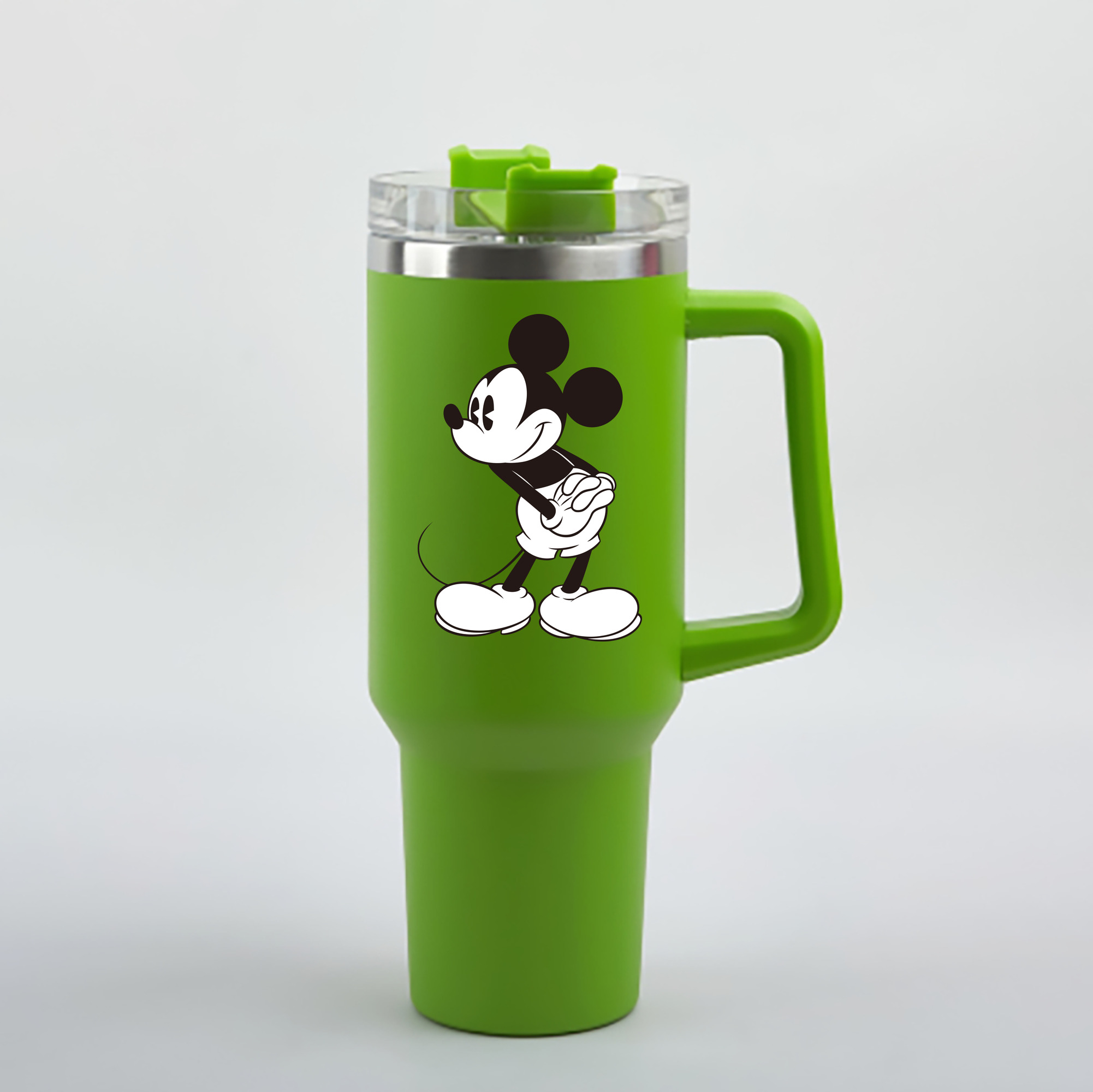 （画像用） ミッキーマウス Mickey Mouse 1200mL車用タンブラー - クリスタルステッカー（プラスチックストロー付き）